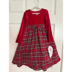 Swea Pea & Lilli Red Velvet & Plaid Dress Girls Size 4T Holiday Party Xmas